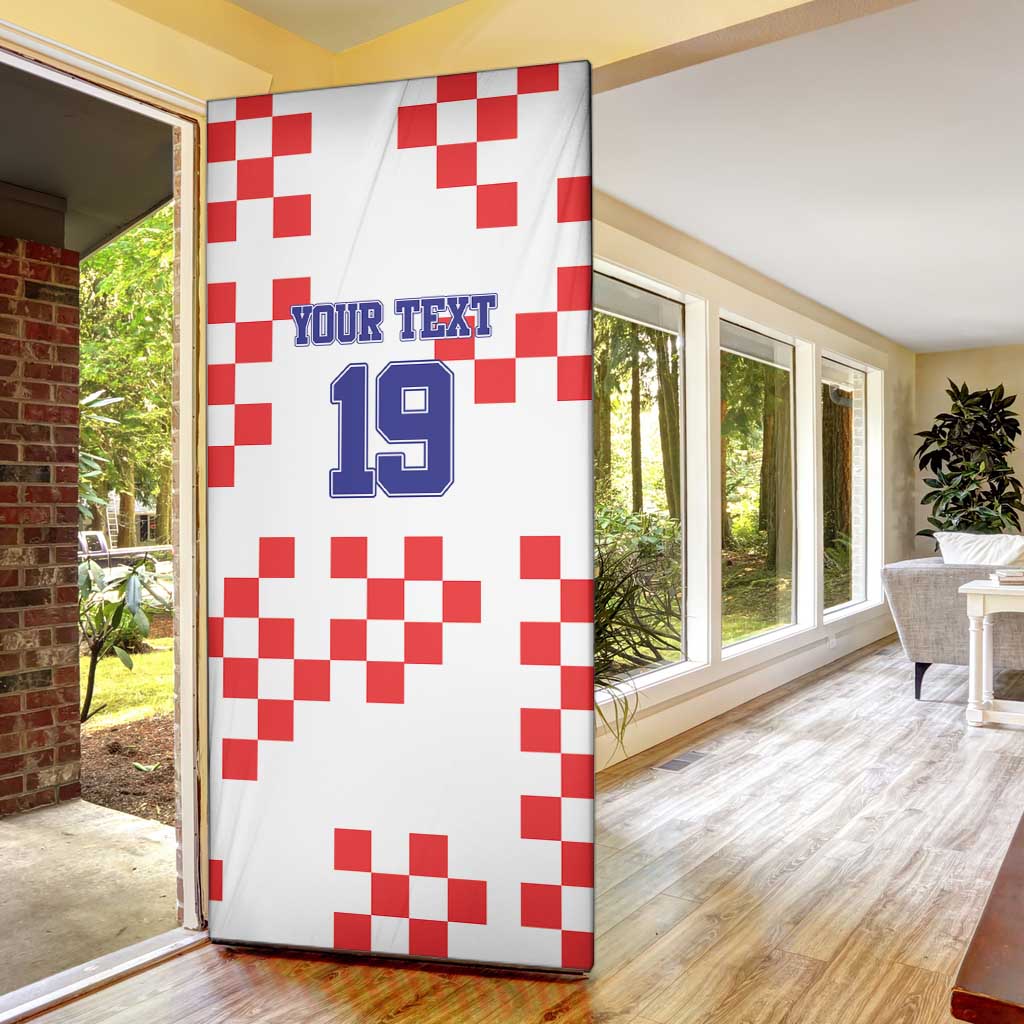 Custom Croatia National Heritage Door Cover Red and White Checkerboard Design - Wonder Print Shop