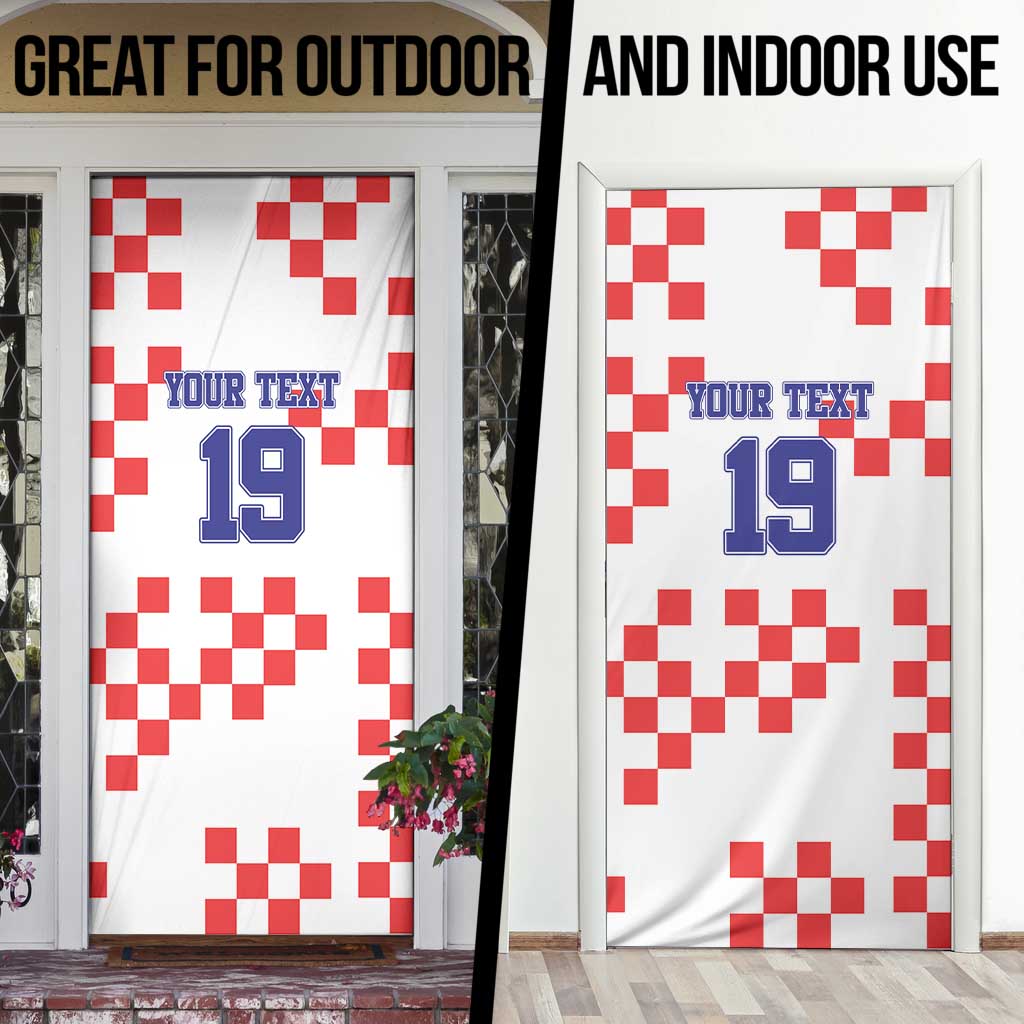 Custom Croatia National Heritage Door Cover Red and White Checkerboard Design - Wonder Print Shop