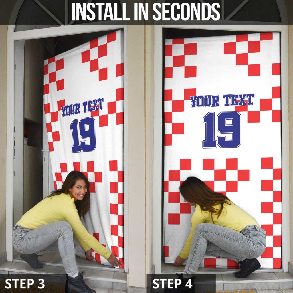 Custom Croatia National Heritage Door Cover Red and White Checkerboard Design - Wonder Print Shop