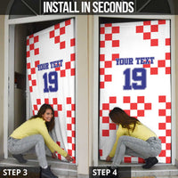 Custom Croatia National Heritage Door Cover Red and White Checkerboard Design - Wonder Print Shop