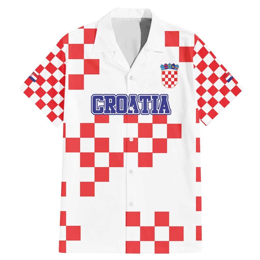 Custom Croatia National Heritage Family Matching Mermaid Dress and Hawaiian Shirt Red and White Checkerboard Design - Wonder Print Shop