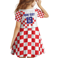Custom Croatia National Heritage Family Matching Off The Shoulder Long Sleeve Dress and Hawaiian Shirt Red and White Checkerboard Design - Wonder Print Shop