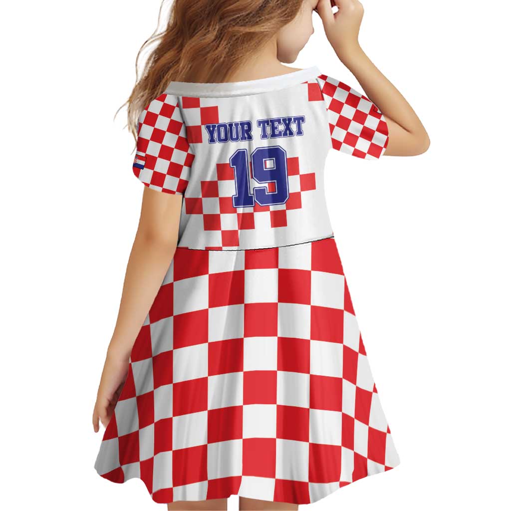 Custom Croatia National Heritage Family Matching Off Shoulder Short Dress and Hawaiian Shirt Red and White Checkerboard Design - Wonder Print Shop