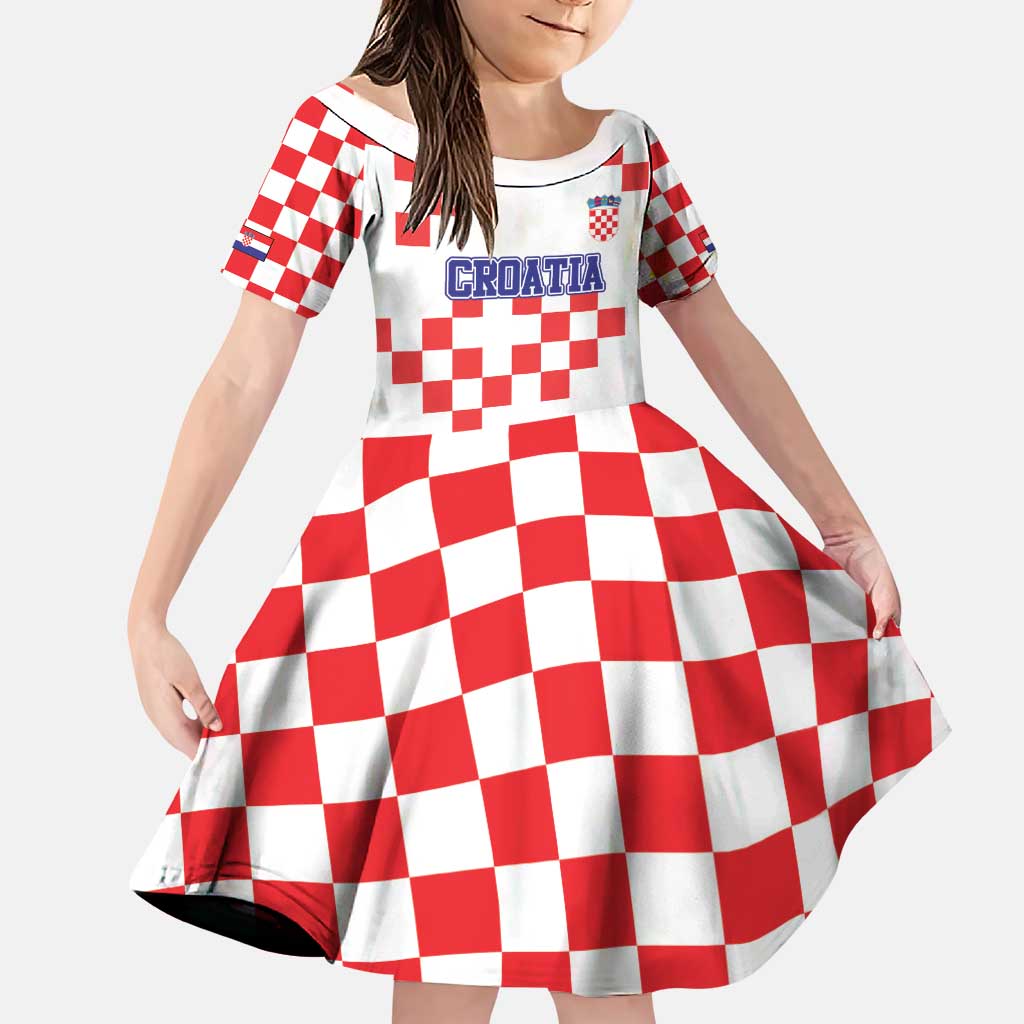 Custom Croatia National Heritage Family Matching Puletasi and Hawaiian Shirt Red and White Checkerboard Design - Wonder Print Shop