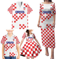 Custom Croatia National Heritage Family Matching Puletasi and Hawaiian Shirt Red and White Checkerboard Design - Wonder Print Shop