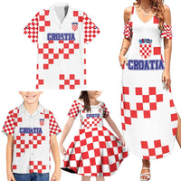 Custom Croatia National Heritage Family Matching Summer Maxi Dress and Hawaiian Shirt Red and White Checkerboard Design - Wonder Print Shop