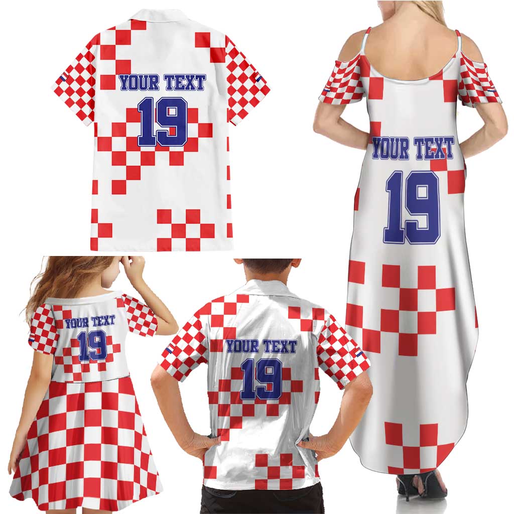 Custom Croatia National Heritage Family Matching Summer Maxi Dress and Hawaiian Shirt Red and White Checkerboard Design - Wonder Print Shop