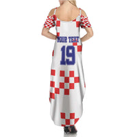 Custom Croatia National Heritage Family Matching Summer Maxi Dress and Hawaiian Shirt Red and White Checkerboard Design - Wonder Print Shop