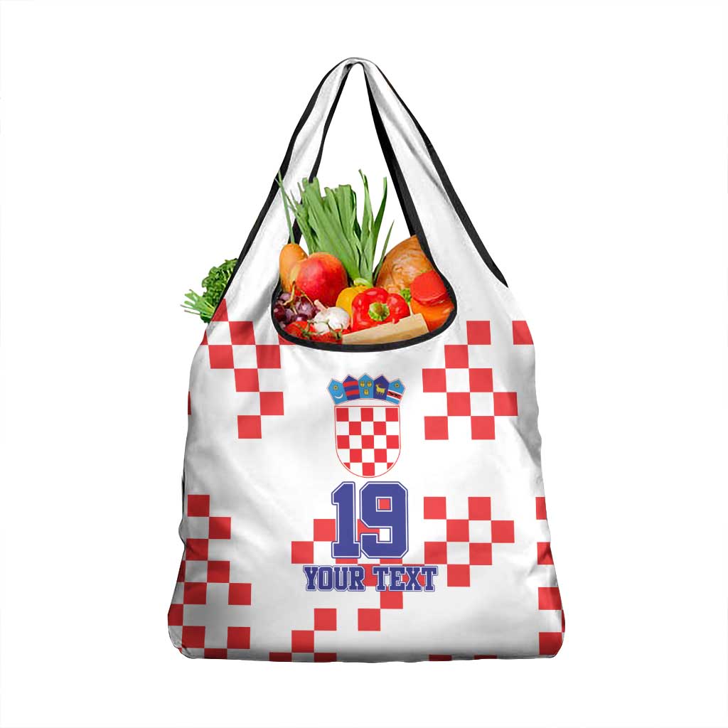Custom Croatia National Heritage Grocery Bag Red and White Checkerboard Design - Wonder Print Shop