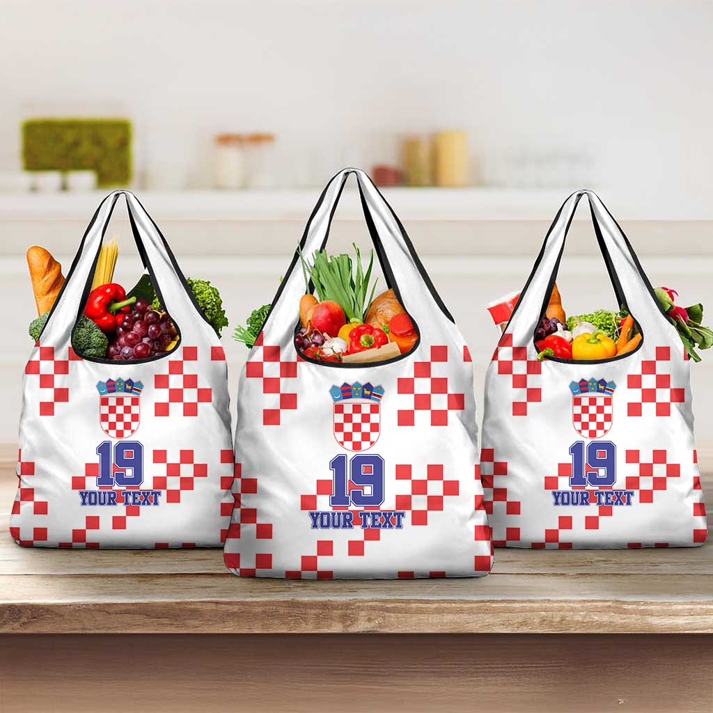 Custom Croatia National Heritage Grocery Bag Red and White Checkerboard Design - Wonder Print Shop