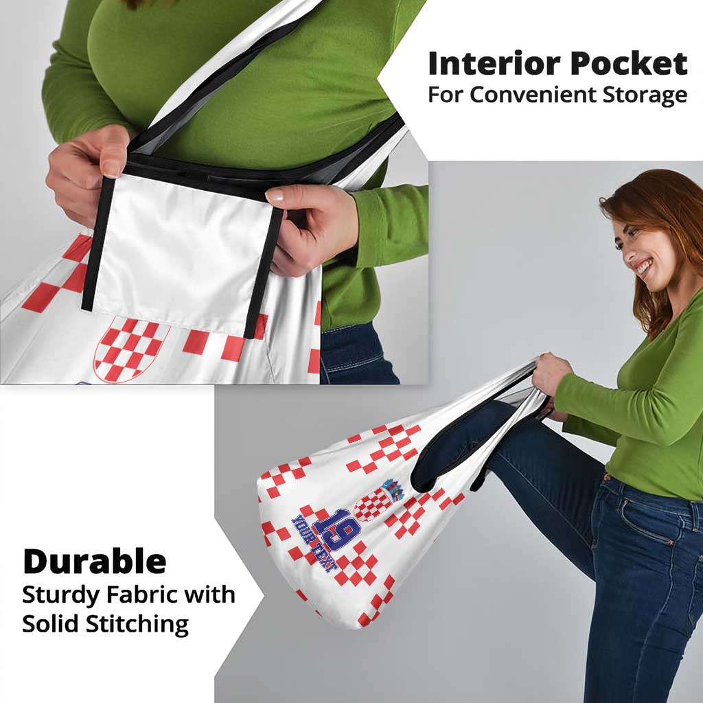 Custom Croatia National Heritage Grocery Bag Red and White Checkerboard Design - Wonder Print Shop