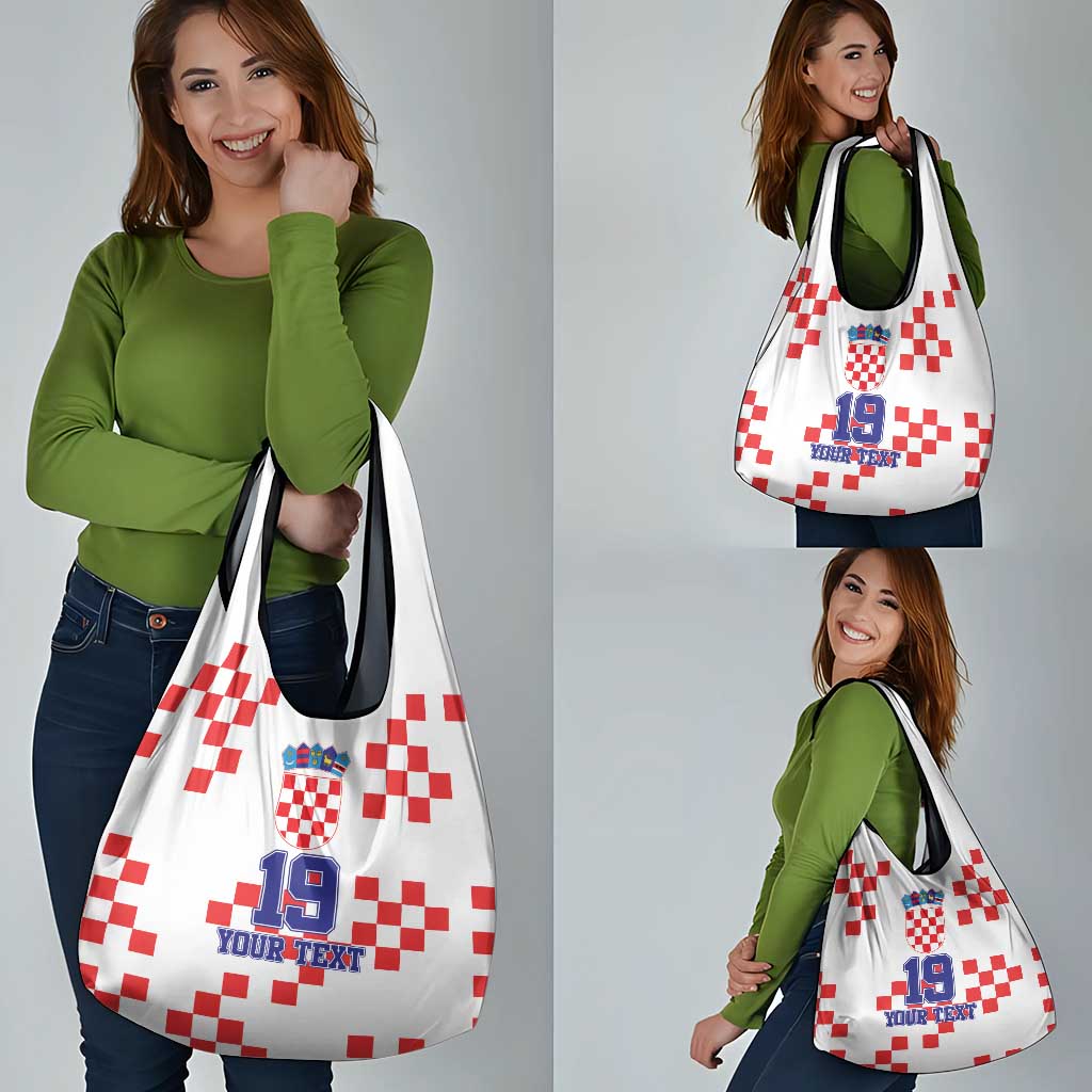 Custom Croatia National Heritage Grocery Bag Red and White Checkerboard Design - Wonder Print Shop