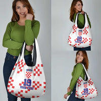 Custom Croatia National Heritage Grocery Bag Red and White Checkerboard Design - Wonder Print Shop
