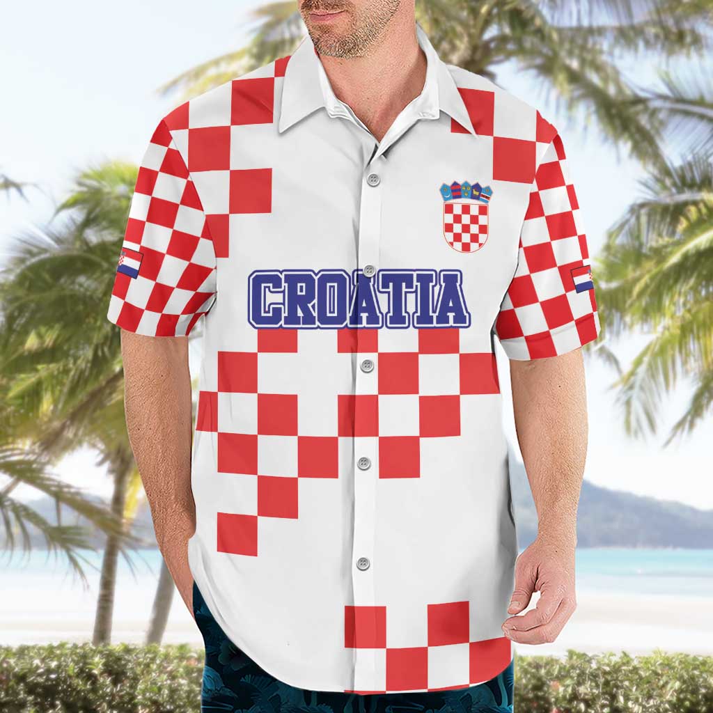 Custom Croatia National Heritage Hawaiian Shirt Red and White Checkerboard Design - Wonder Print Shop