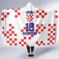 Custom Croatia National Heritage Hooded Blanket Red and White Checkerboard Design - Wonder Print Shop