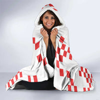 Custom Croatia National Heritage Hooded Blanket Red and White Checkerboard Design - Wonder Print Shop