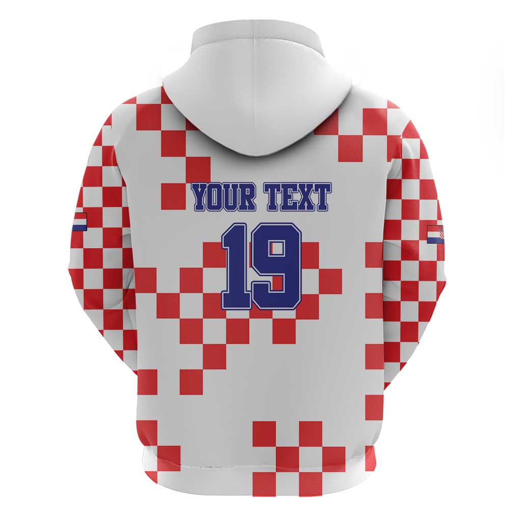Custom Croatia National Heritage Hoodie Red and White Checkerboard Design - Wonder Print Shop