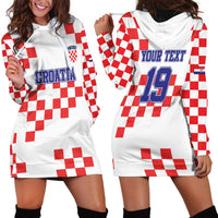Custom Croatia National Heritage Hoodie Dress Red and White Checkerboard Design - Wonder Print Shop