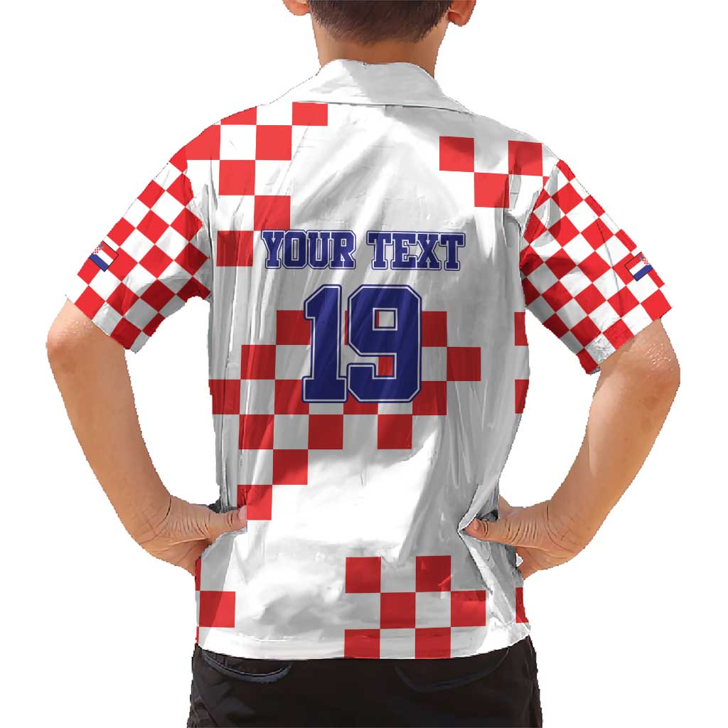 Custom Croatia National Heritage Kid Hawaiian Shirt Red and White Checkerboard Design - Wonder Print Shop
