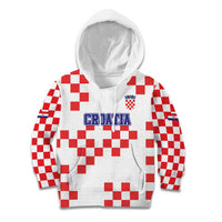 Custom Croatia National Heritage Kid Hoodie Red and White Checkerboard Design - Wonder Print Shop