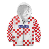 Custom Croatia National Heritage Kid Hoodie Red and White Checkerboard Design - Wonder Print Shop