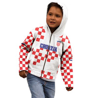 Custom Croatia National Heritage Kid Hoodie Red and White Checkerboard Design - Wonder Print Shop