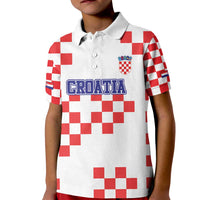 Custom Croatia National Heritage Kid Polo Shirt Red and White Checkerboard Design - Wonder Print Shop