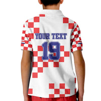 Custom Croatia National Heritage Kid Polo Shirt Red and White Checkerboard Design - Wonder Print Shop