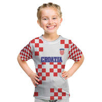 Custom Croatia National Heritage Kid T Shirt Red and White Checkerboard Design - Wonder Print Shop