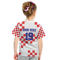 Custom Croatia National Heritage Kid T Shirt Red and White Checkerboard Design - Wonder Print Shop