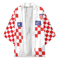 Custom Croatia National Heritage Kimono Red and White Checkerboard Design - Wonder Print Shop