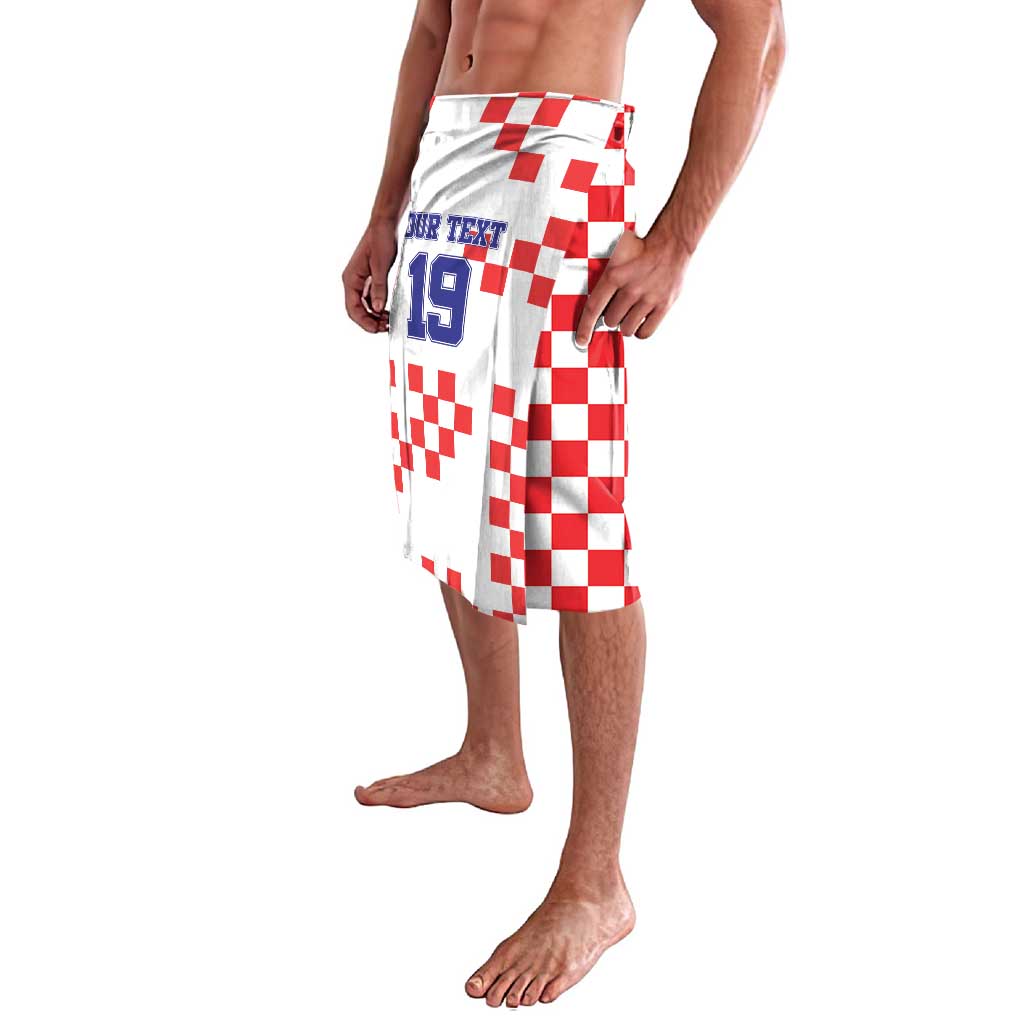 Custom Croatia National Heritage Lavalava Red and White Checkerboard Design - Wonder Print Shop