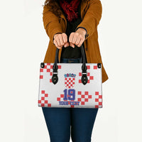 Custom Croatia National Heritage Leather Bag Red and White Checkerboard Design - Wonder Print Shop