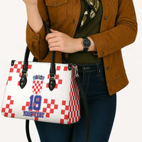 Custom Croatia National Heritage Leather Bag Red and White Checkerboard Design - Wonder Print Shop