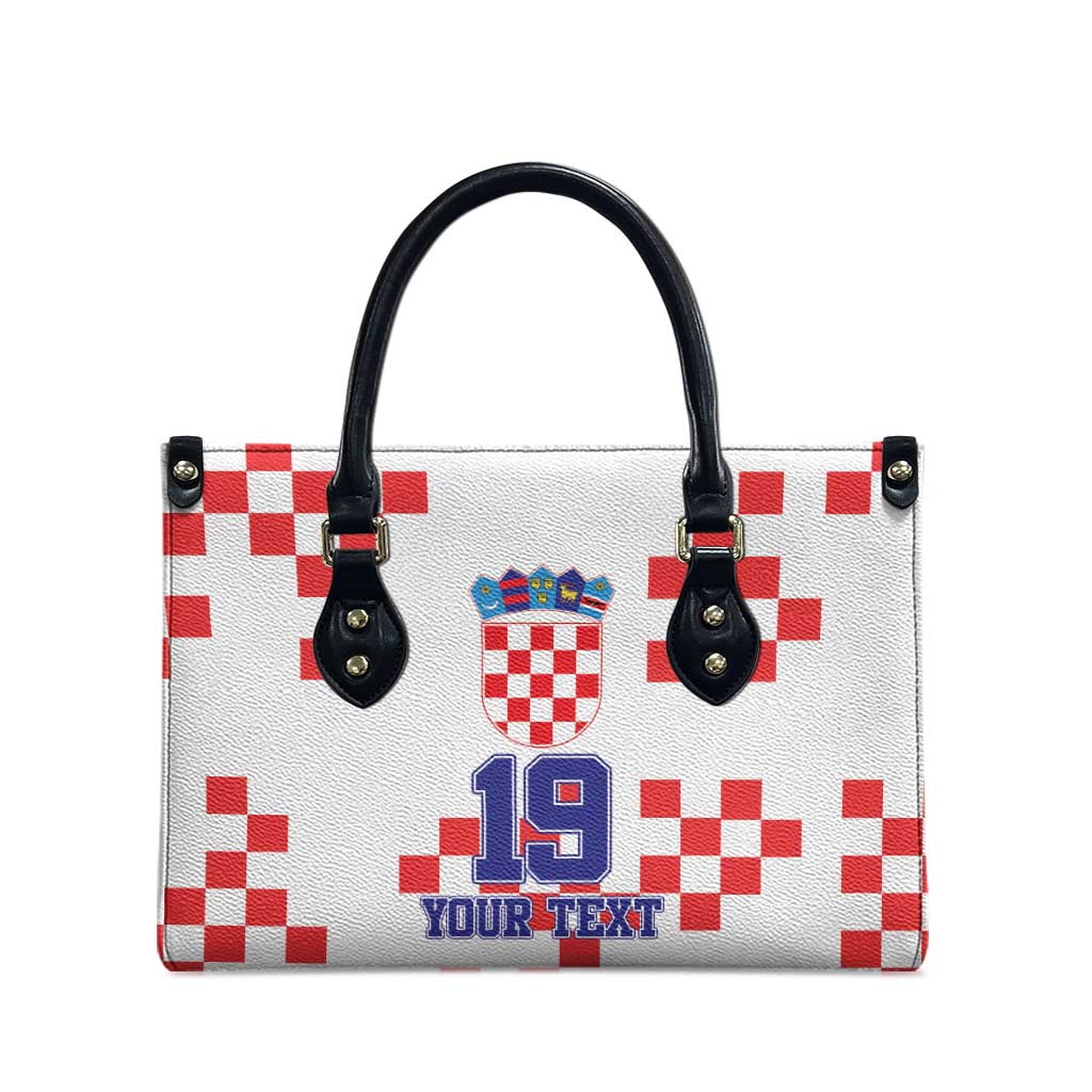 Custom Croatia National Heritage Leather Bag Red and White Checkerboard Design - Wonder Print Shop