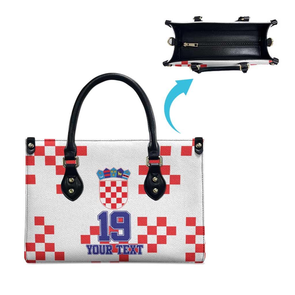 Custom Croatia National Heritage Leather Bag Red and White Checkerboard Design - Wonder Print Shop