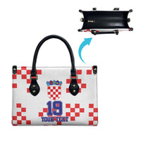 Custom Croatia National Heritage Leather Bag Red and White Checkerboard Design - Wonder Print Shop