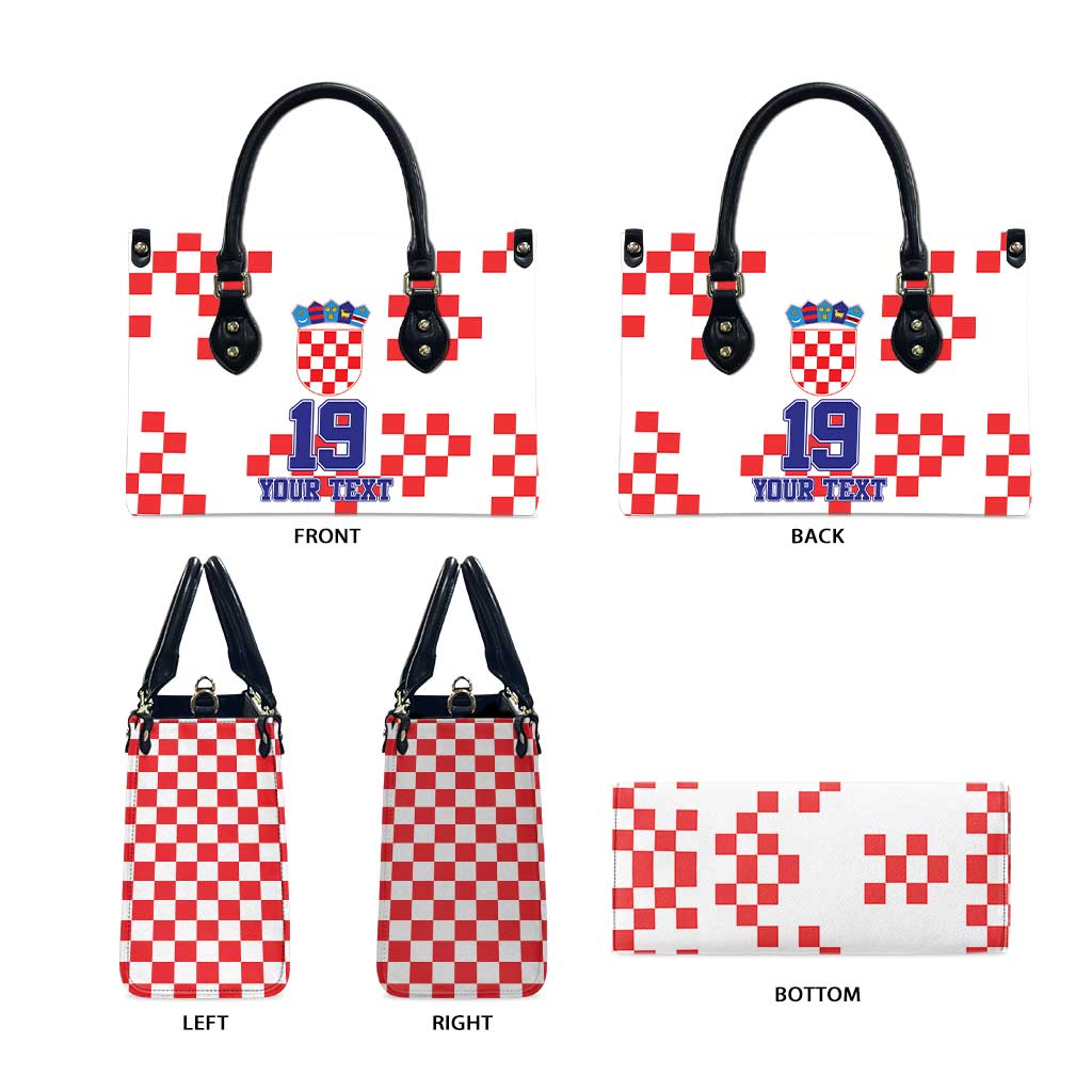 Custom Croatia National Heritage Leather Bag Red and White Checkerboard Design - Wonder Print Shop