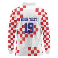 Custom Croatia National Heritage Long Sleeve Polo Shirt Red and White Checkerboard Design - Wonder Print Shop