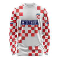 Custom Croatia National Heritage Long Sleeve Shirt Red and White Checkerboard Design - Wonder Print Shop