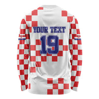 Custom Croatia National Heritage Long Sleeve Shirt Red and White Checkerboard Design - Wonder Print Shop