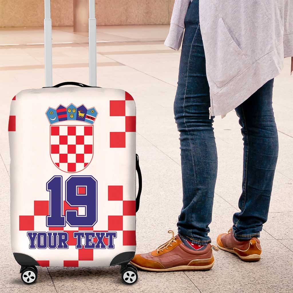 Custom Croatia National Heritage Luggage Cover Red and White Checkerboard Design - Wonder Print Shop