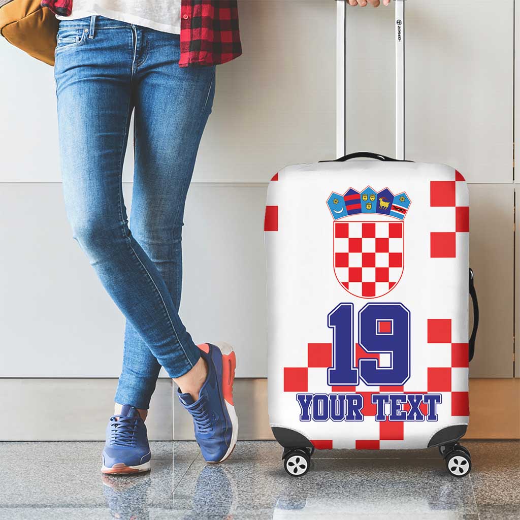 Custom Croatia National Heritage Luggage Cover Red and White Checkerboard Design - Wonder Print Shop