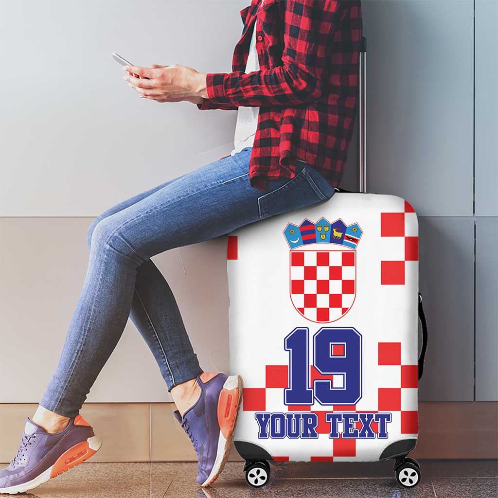 Custom Croatia National Heritage Luggage Cover Red and White Checkerboard Design - Wonder Print Shop