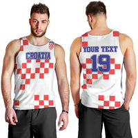 Custom Croatia National Heritage Men Tank Top Red and White Checkerboard Design - Wonder Print Shop