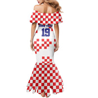 Custom Croatia National Heritage Mermaid Dress Red and White Checkerboard Design - Wonder Print Shop