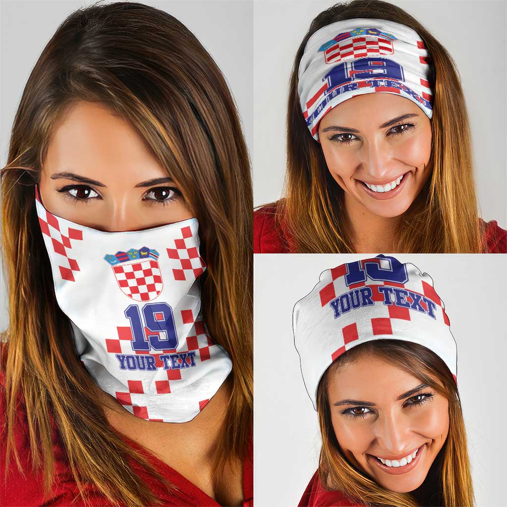 Custom Croatia National Heritage Neck Gaiter Red and White Checkerboard Design - Wonder Print Shop
