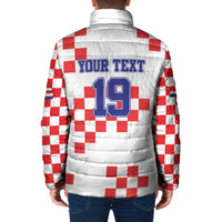 Custom Croatia National Heritage Padded Jacket Red and White Checkerboard Design - Wonder Print Shop