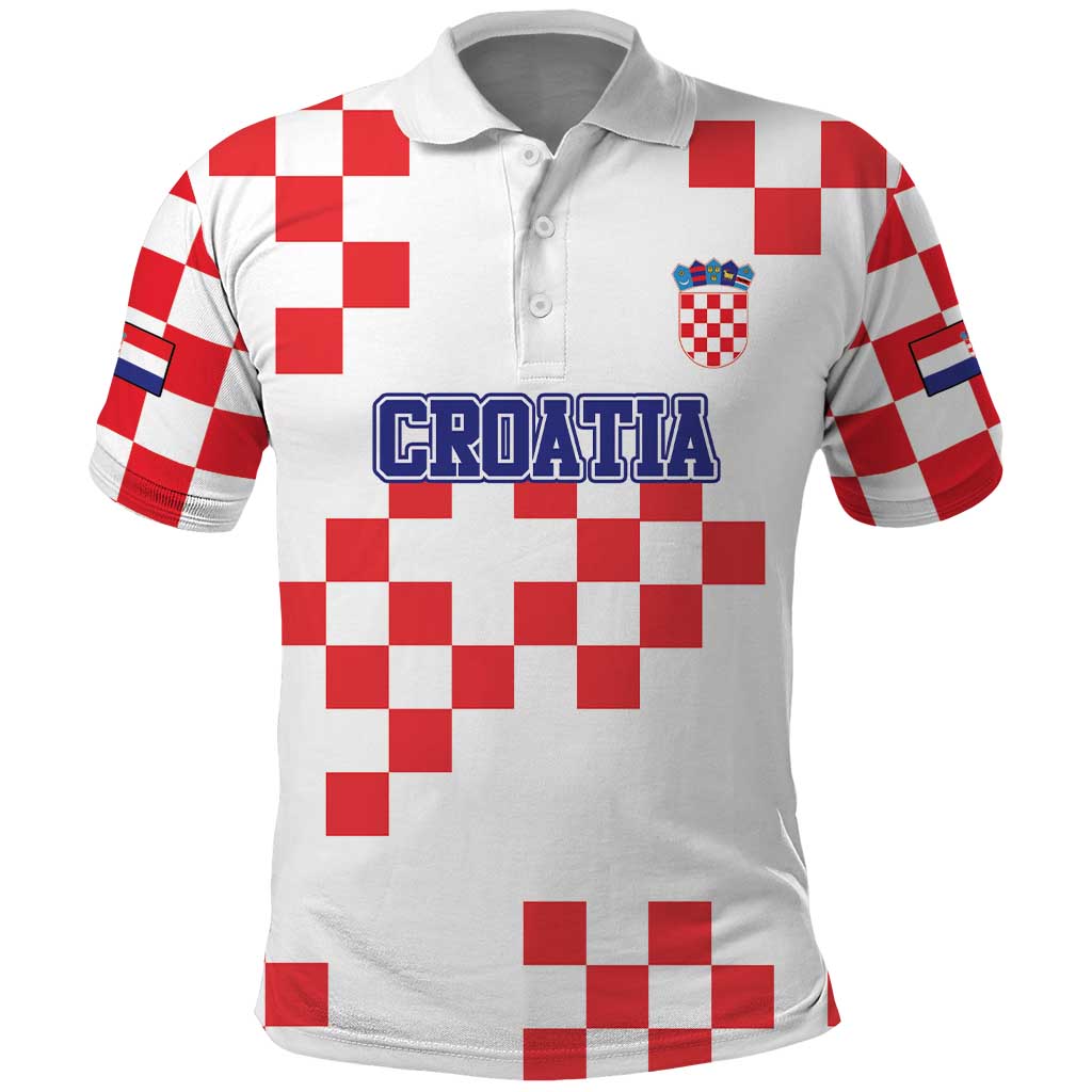 Custom Croatia National Heritage Polo Shirt Red and White Checkerboard Design - Wonder Print Shop