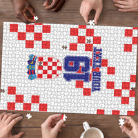 Custom Croatia National Heritage Puzzle Red and White Checkerboard Design - Wonder Print Shop